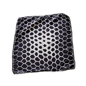 Vintage Ergo Made In Italy Pure Silk Geometric Hexagonal Scarf Black & White